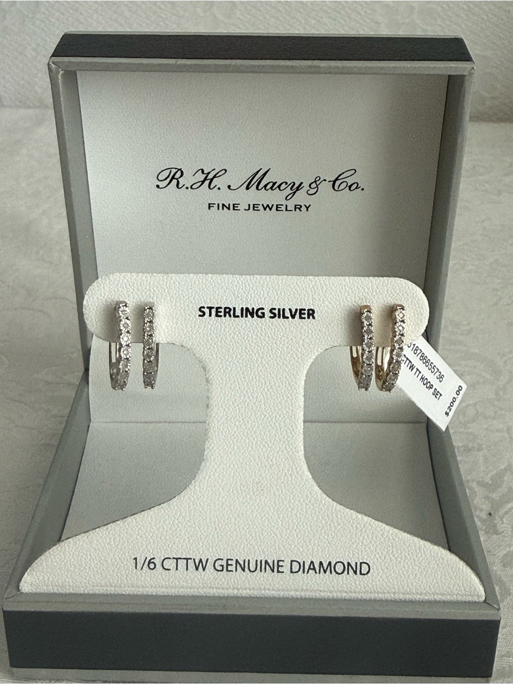 Sterling Silver Diamond Hoop Earrings - Silver and Gold